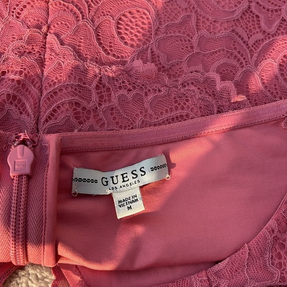 GUESS Pink Lace Off-Shoulder Midi Dress – Size Medium | Chic Party Look - Picture 5 of 5